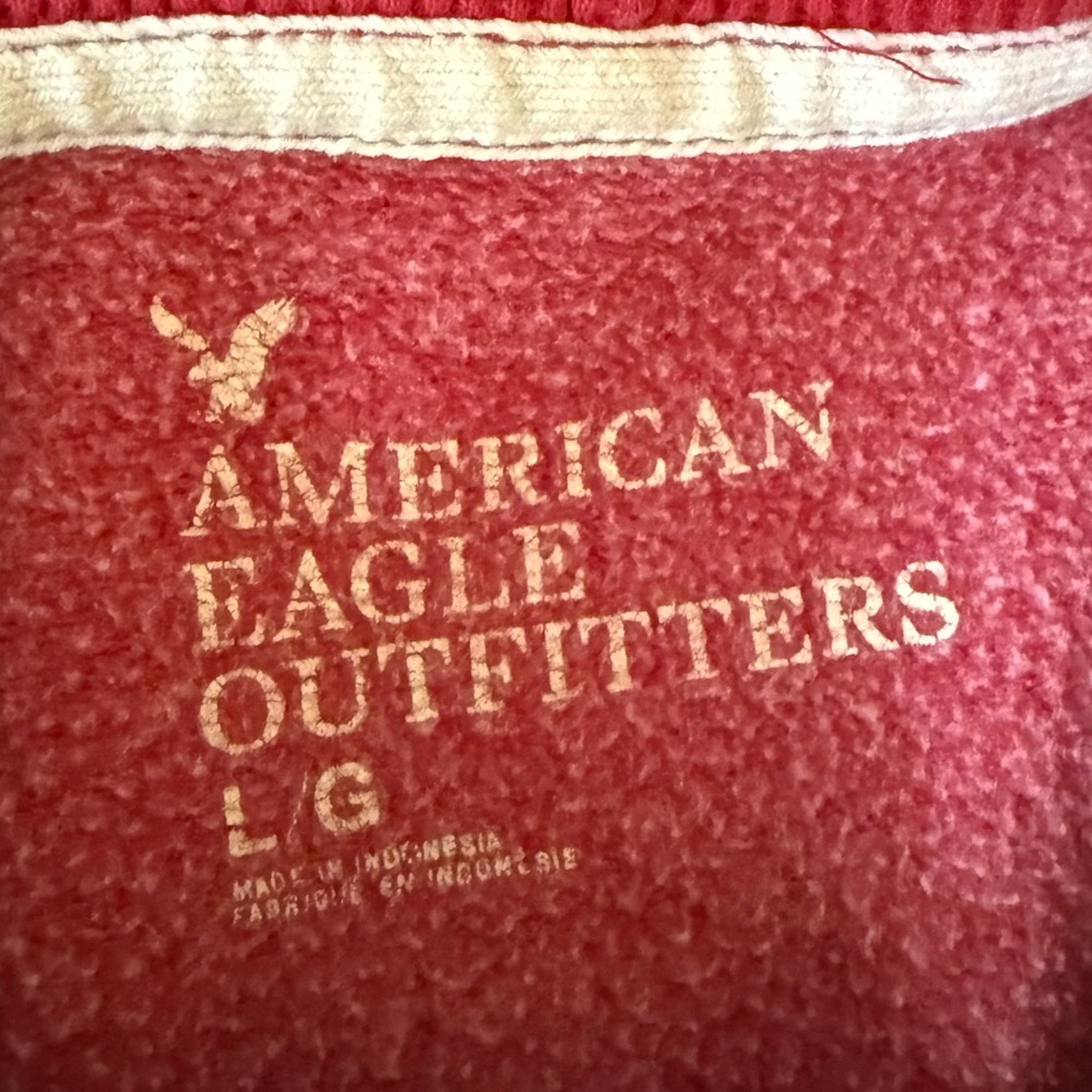 Hoodie Sweatshirt American Eagle Distressed Red AE-7 Hoodie - Picture 5 of 7